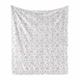 thumbnail image 1 of Pastel Soft Flannel Fleece Throw Blanket, Cats Ride a Bicycle with Flowers Clouds Hearts and Butterflies Shape, Cozy Plush for Indoor and Outdoor Use, 50" x 70", Baby Pink and Pale Blue, by Ambesonne, 1 of 6