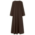 thumbnail image 5 of Brilliant Fall Dresses for Women 2024 Maxi Women's Plus Size Casual Dress Solid Color V Neck Long Sleeve Winter Basic Casual Long Dress Daily Vacation Dress Brown XXXXL, 5 of 8