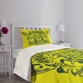 thumbnail image 5 of Ambesonne Tiki Bar Quilted Bedspread Set 2 Pcs, Surf Team Party, Twin Size, Apple Green Dark Green, 5 of 6