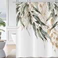 thumbnail image 3 of Green Shower Curtain, Green Eucalyptus Leaf Gold Branches Pattern Plants Botanical Bath Curtains Waterproof Fabric with Hooks for Home Decor, 72Wx84H, 3 of 6