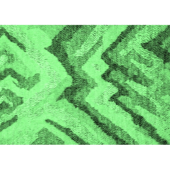Ahgly Company Indoor Rectangle Abstract Emerald Green Modern Area Rugs, 6' x 9'