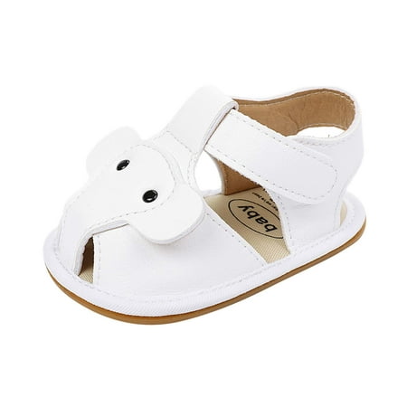 

Lovskoo 2024 Unisex Baby First Walking Shoes 0-15 Months Infant Slingback Sandals Toddler Boys Girls Shoes Soft Sole Non-Slip Shoes White