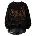 thumbnail image 3 of Halloween Salem Witch Broom Sweatshirt for Women Halloween Witch Spooky Season Shirts Crew Neck Hocus Pocus Holiday Pullover Gray M, 3 of 5