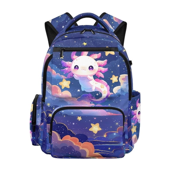 Forchrinse Axolotl Backpack for Girls 6-8 Elementary School Bookbag Kids Large School Bag with Adjustable Strap Lightweight Book Bags for Travel