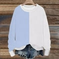thumbnail image 2 of Bcresic Women's Crewneck Sweatshirt Color Block Pullover Tops Ribbed Sweatshirts Casual Dropped Shoulder Long Sleeve Jumper Fall Fashion Clothes,A08-Light Blue,Medium, 2 of 5