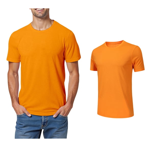 Men Tshirt Short Sleeve Crewneck Lightweight Orange T Shirt Men's Casual Shirts