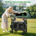 thumbnail image 5 of Vomeast Wagon Stroller for 2 Kids, 3-in-1 Stroller Wagon with Canopy, 5-Point Harness, Adjustable Handlebars, Removable Seat for Toddlers, Camo Green, 5 of 11