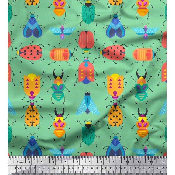 Soimoi Cotton Duck Fabric Insects Clip Art Decor Fabric Printed Yard 42 Inch Wide