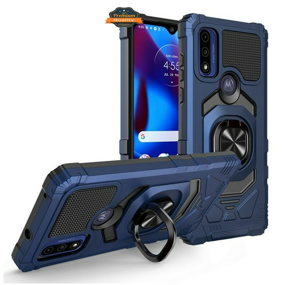 For Motorola Moto G Pure Hybrid Magnetic Car Mount Ring Kickstand Stand Holder Full-Body Armor Protective [Military Grade] Phone Case Cover by Xpression [Blue]
