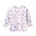 thumbnail image 4 of Abcomgle Girls Shirts Crewneck 3/4 Sleeve Floral Print Tops Summer Trendy Cotton Loose Tshirts Toddler Cute Girls Blouse 14-16 Years,Purple, 4 of 4