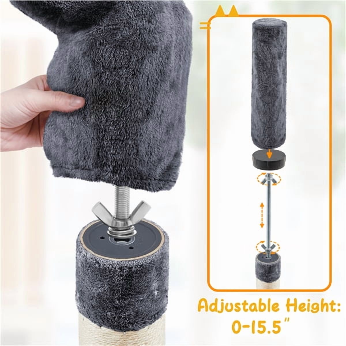 Yaheetech 7.4-8.7FT Multilevel Floor To Ceiling Cat Tree with Condo & 4 Perches, Dark Gray