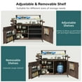 thumbnail image 6 of Outdoor Kitchen Island with Stainless Steel Top, 53.3" Solid Wood Grill Cart with Raised Shelf, Locking Wheels, Adjustable Storage for BBQ, Patio, Garden, Brown, 6 of 11