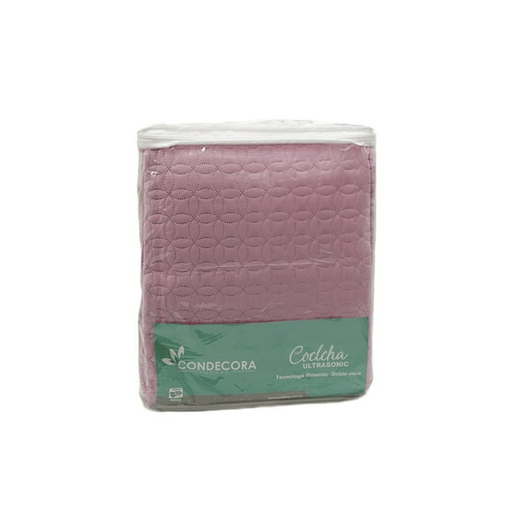 Colcha Duplex Edredón Ligero Matrimonial CONDECORA Rosa-Gris