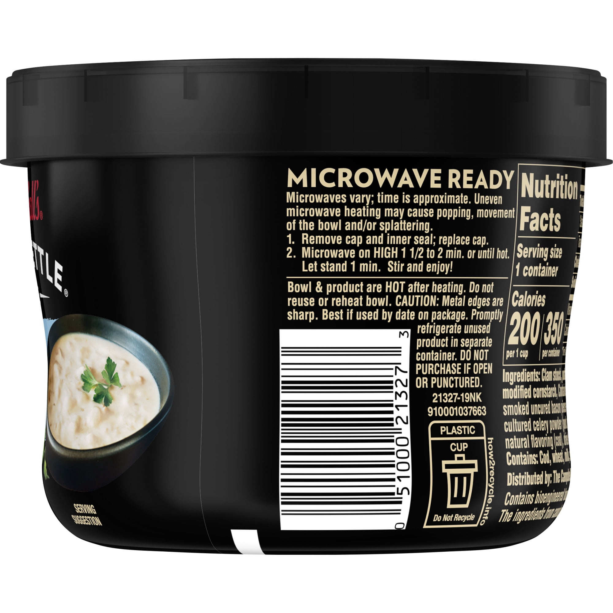 (4 pack) Campbell's Slow Kettle Style New England Clam Chowder, 15.5 oz. Tub