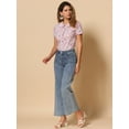 thumbnail image 3 of DARING DIVA Women's Retro Peter Pan Collar Floral Print Blouses L Light Pink, 3 of 6