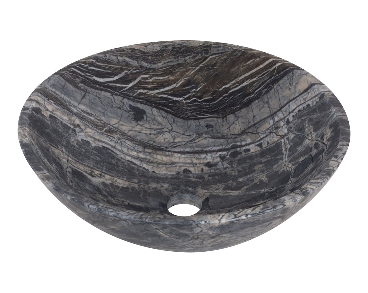 Miseno MNO-ML-PC Circular 17" Marble Vessel Bathroom Sink; Polished Chrome Drain