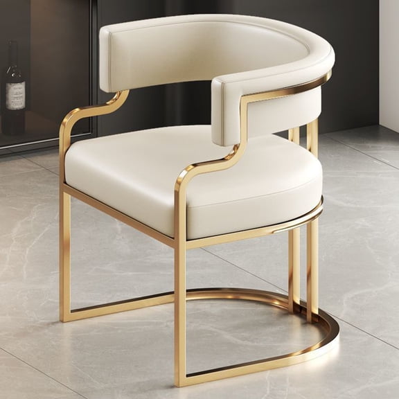 Modern Armchair For Living Room Upholstered Tub Chair PU Leather Modern Accent Chairs With Metal Frame Reception Barrel Chairs For Bedroom, Makeup Room, Kitchen