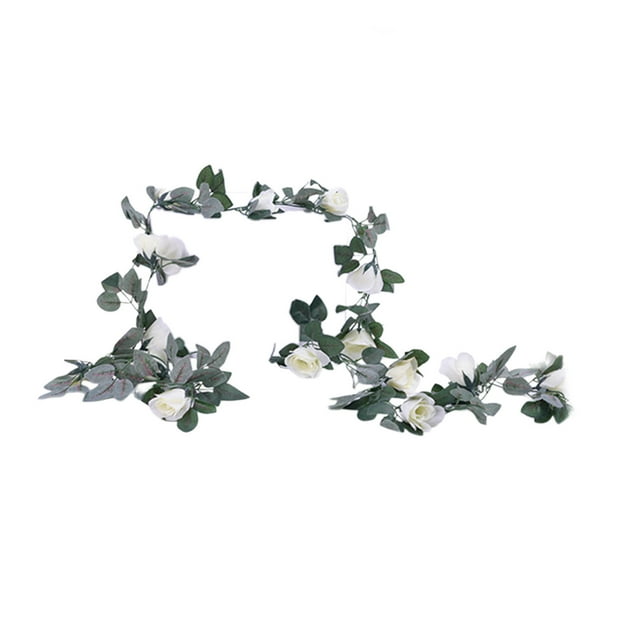 Cheapark 16 Heads Simulated Rose Rattan Wall Hanging with Artificial Greenery Gift for Home Door Valentines Day Wedding Party Deco r