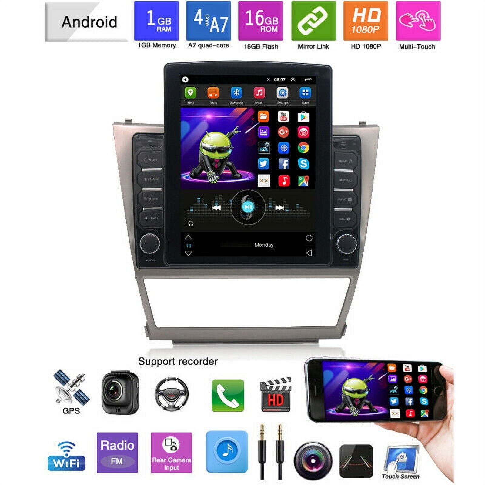 9.7" 2 Din Android 9.1 Car Stereo Radio GPS MP5 Player Fit For Toyota Camry 06-11 - image 3 of 7