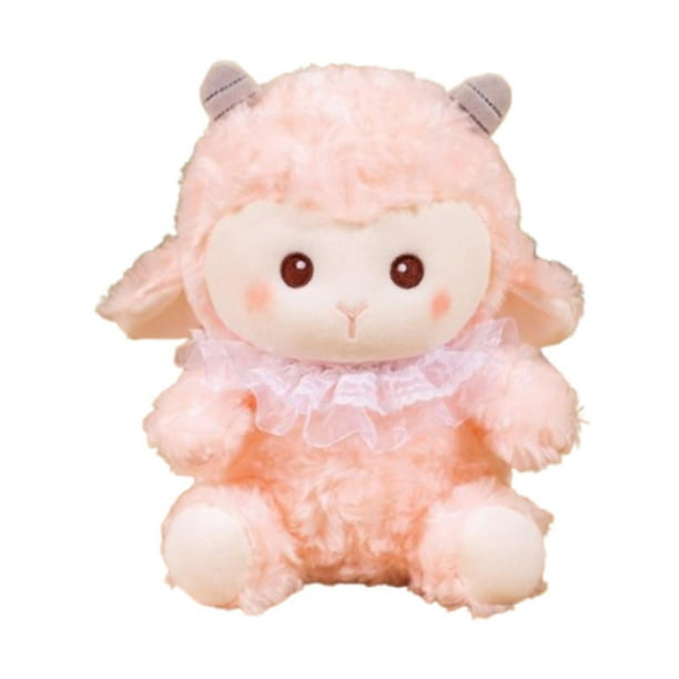 Muñeco de peluche de oveja, animal de peluche de oveja de dibujos animados, decoración del hogar, muñeca de oveja de peluche suave y dulce, juguete de rosa