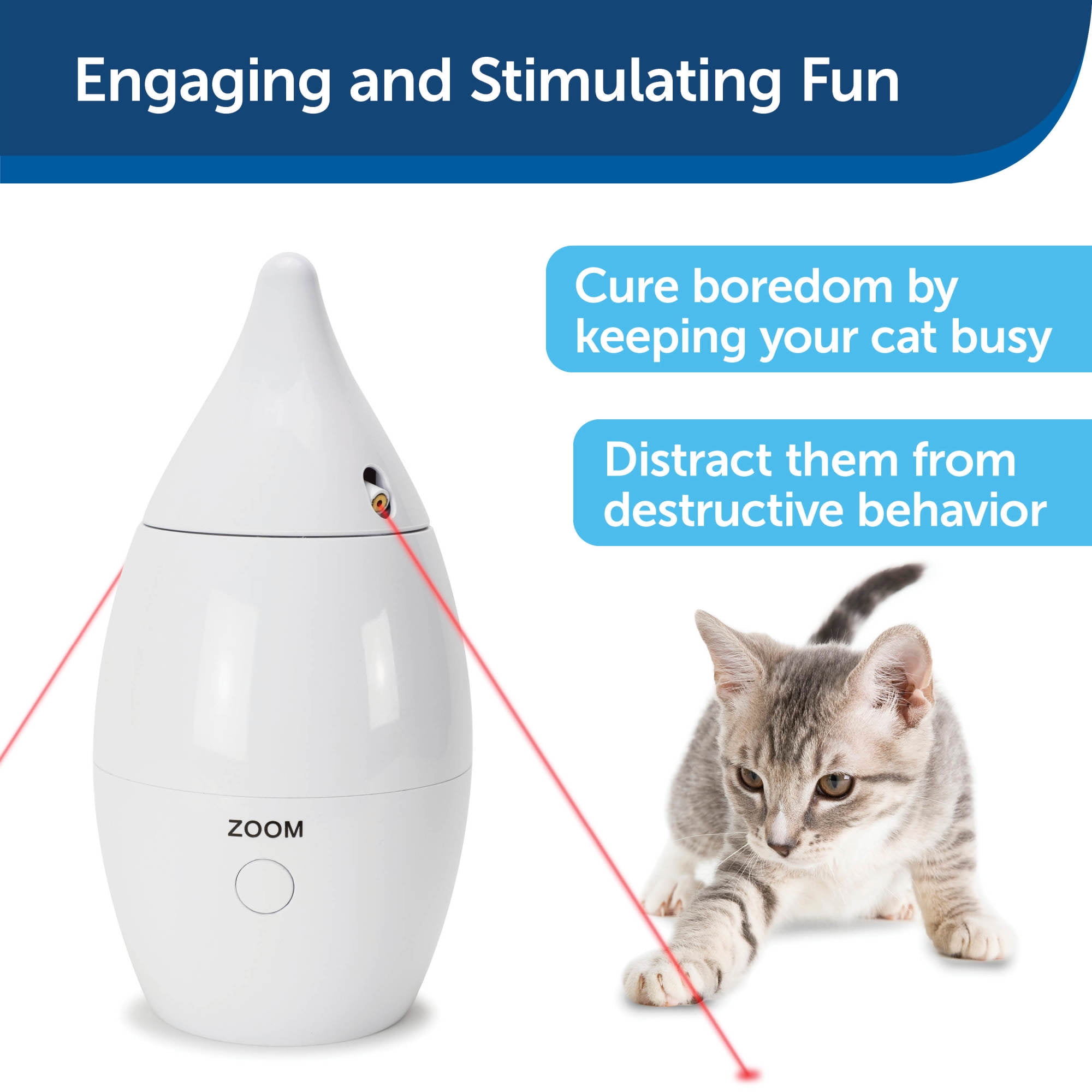PetSafe Zoom Rotating Laser Cat Toy  Includes 2 Interactive Laser Lights