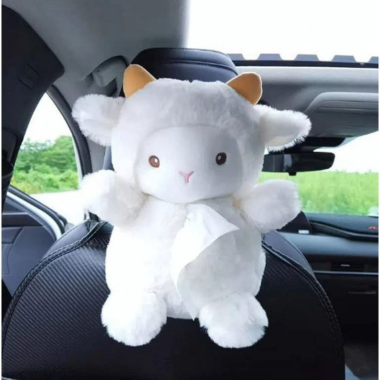 Plush Sheep Car Tissue Holder and Hook Set! Auto Back Seat Napkin