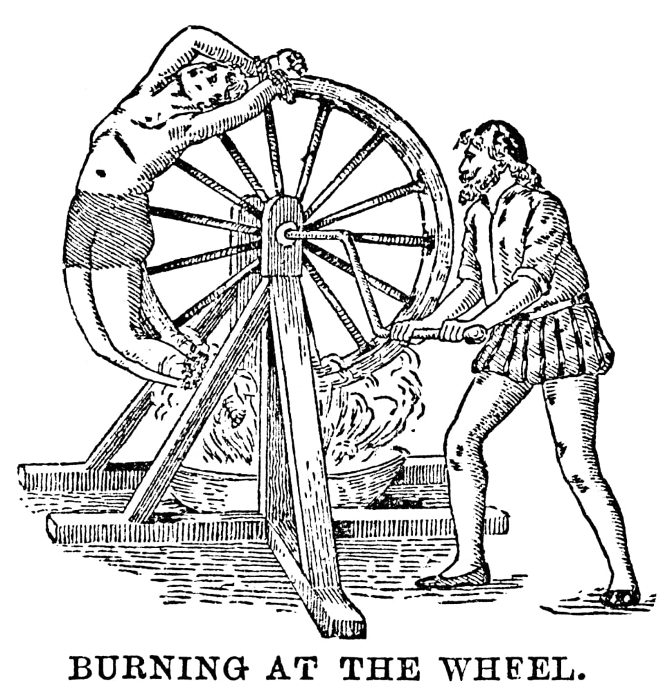 Torture Burning At Wheel. Nwood Engraving Late 19Th Century After An