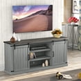 thumbnail image 3 of FESTIVO Farmhouse TV Stand for 75" TV, Entertainment Center, Sliding Barn Door TV Stand, 68 inch TV Console Table, Home Living Room Media Console with Adjustable Shelf - Grey, 3 of 8