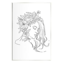 Stupell Industries Woman Face Detailed Blossoming Flowers Line Drawing Graphic Art Unframed Art Print Wall Art, Design by Ziwei Li