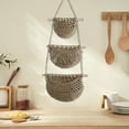 thumbnail image 3 of Hanging Fruit Baskets Macrame Hanging Basket Bohemian Decor Indoor Plant Holder Storage Basket for Organizing Potato Kitchen Taupe, 3 of 8