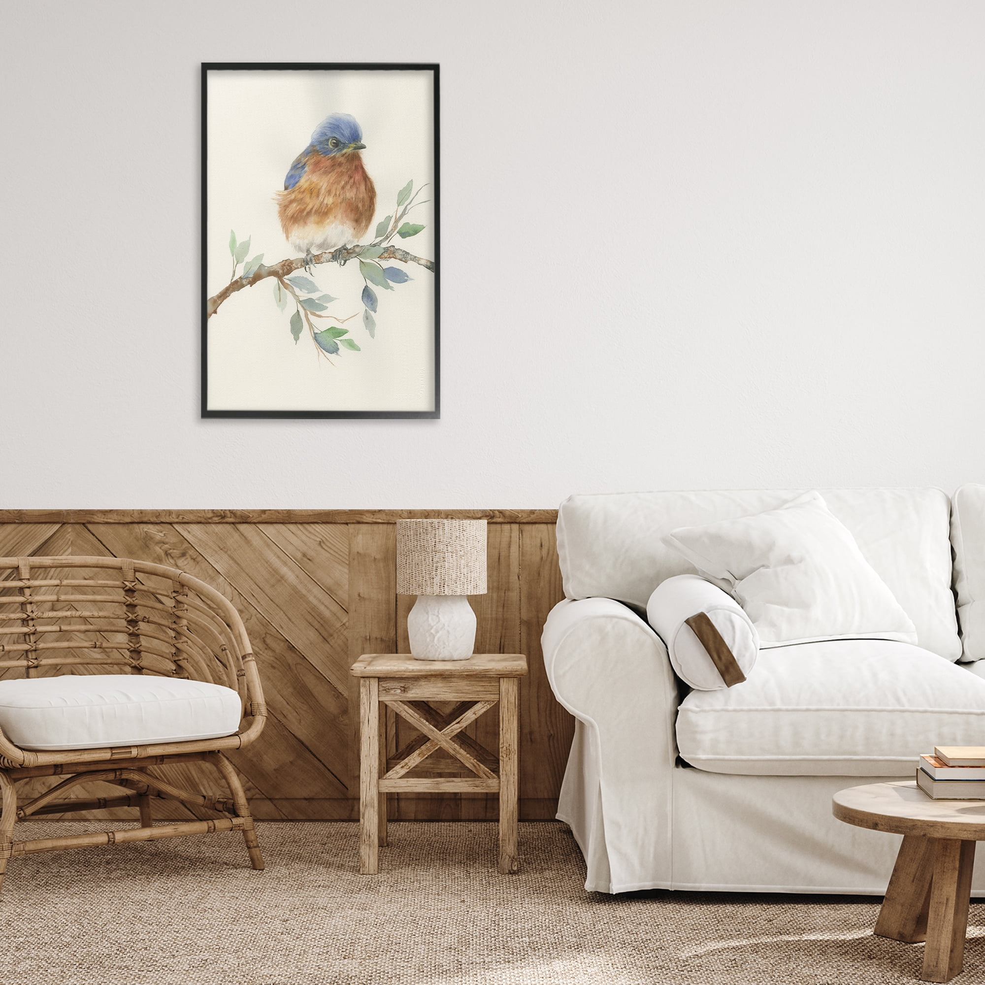 Stupell Industries Songbird Perched on Branch Black Framed Giclee Art, design by Cady Driver