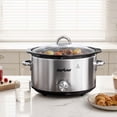 thumbnail image 3 of SUNVIVI Small Slow Cooker 4QT, Mini Food Warmer with 3 Heating Settings, Removable Ceramic Pot, Dishwasher Safe Glass Lid, Stainless Steel, 3 of 10