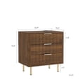 thumbnail image 3 of 22" Nightstand with Charging Station and Adjustable Lights, Fluted Wood Beside Table with 3 Drawers, Modern Storage Side Table for Bedroom,Living Room, 3 of 7