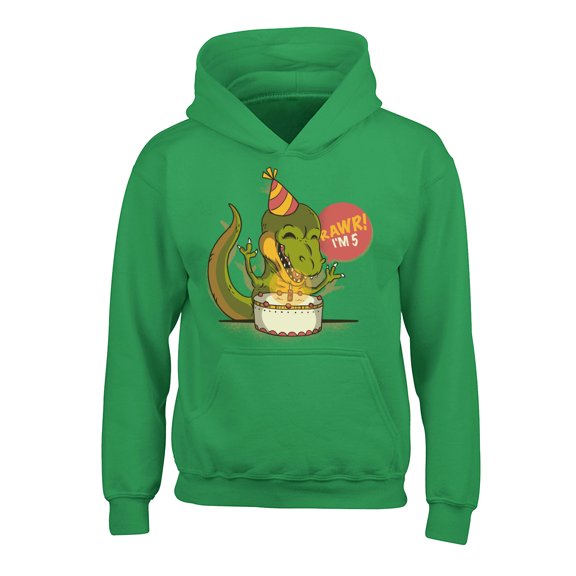 Awkward Styles 5th Birthday Hoodies for Kids I'm Five Dinosaur Hooded Youth Sweatshirt