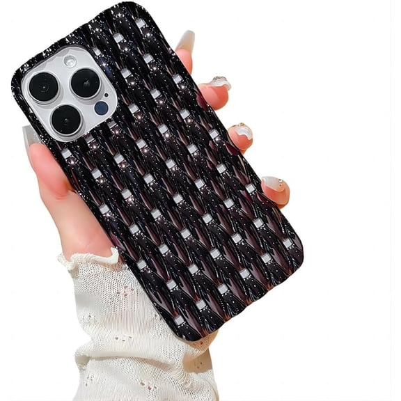 for iPhone Case,Luxury ElectroPlated Weave Hollow Soft Shockproof Phone Case (Black,iPhone 13 Pro Max)