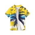 thumbnail image 4 of Abcomgle Boys Hawaiian Shirt 5/6 Cartoon Palm Tree Print Beach Shirts for Boys Button Down Short Sleeve Beach Hawaiian Clothes for Boys,Yellow,12-13Years, 4 of 5