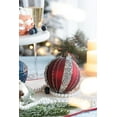 thumbnail image 6 of A&B Home Set of 6 Red Glass Ball Hanging Ornaments with Glitter Stripe 3.9" x 3.9" x 3.9, 6 of 8