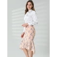 thumbnail image 4 of INSPIRE CHIC Women's Floral High-Low Elastic Waist Ruffle Hem Flowy Midi Chiffon Skirt, 4 of 6