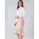 thumbnail image 4 of INSPIRE CHIC Falda De Cola De Pez De Gasa Con Dobladillo Con Volantes Y Cintura Elástica Floral Para Mujer Rosa L, 4 of 6