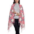 thumbnail image 2 of Rateoe Rose Flowers Women's Traditional Scarf Wrap Tassel Shawl Fringes Neck Head Shawl Retro Scarf, 2 of 8