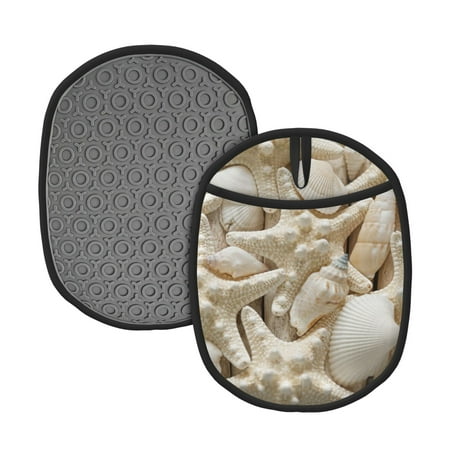 

Naloa Starfish and Sea Shells Silicone Pot Holders Oven Mitts Heat Resistant Hot Pads Non Slip Pot Holder for Kitchen Baking and Cooking 9.4 x 7.5 Inches