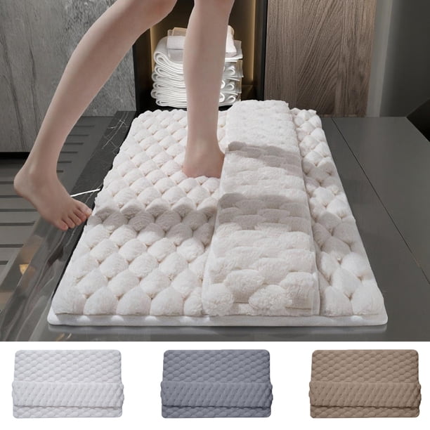 Alfombrilla de Baño Suave y Antideslizante, 40 X 60 Cm de Grosor, Absorbente de Agua, Lavable a Máquina, para Baño, para Frotar Los Pies En La Espalda, Ducha, Suelo de Baño, Color Beige.