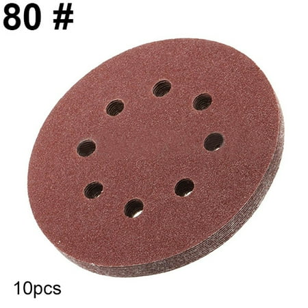 

Farfi 10 Pcs 125mm 5inch 8 Holes Hook Loop Sanding Discs Grit Orbital Sander Pad Mat (80 (Grit))