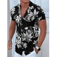 thumbnail image 1 of Men's Summer Flower Button Street 3D Print Hawaiian Beach Breathable Short sleeved Shirt, 1 of 5