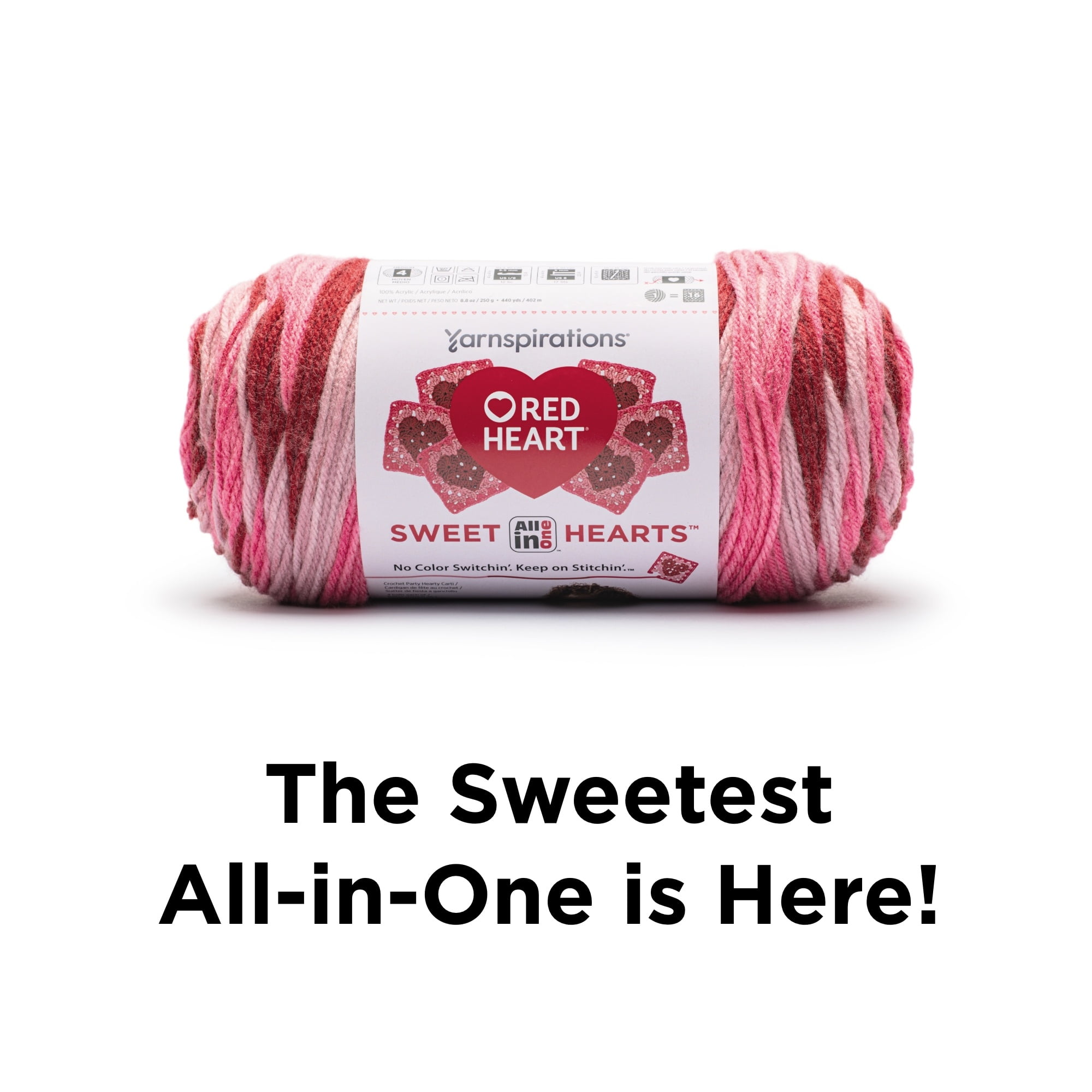 Red Heart® AIO Sweet Hearts™ #4 Worsted (Medium) Acrylic Yarn, Bravery 8.8oz/250g 440 Yards