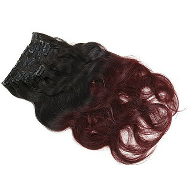 Hair 911 1B/99J Ombre Clip In Body Wave Hair Extensions 16