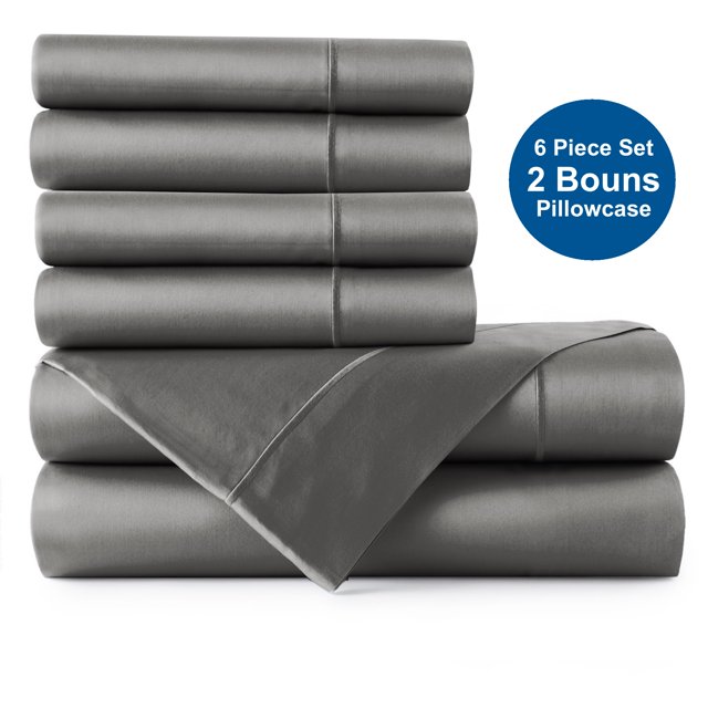 1000 Thread Count Combed Cotton Blend Sateen Deep Pocket 6 Piece Sheet Set, Hotel Quality Sheet Set