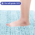 thumbnail image 5 of Striped Spa Blue Bathroom Rug Set 3 Pieces Gray Ultra Soft, Non Slip Absorbent Chenille Bath Mats, 5 of 7