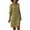 Khaki, variant on Women's Cotton Linen V-Neck Short Sleeve Mini Dress - Casual Holiday Semi-Casual Solid Color Pullover Dress for Spring/Summer