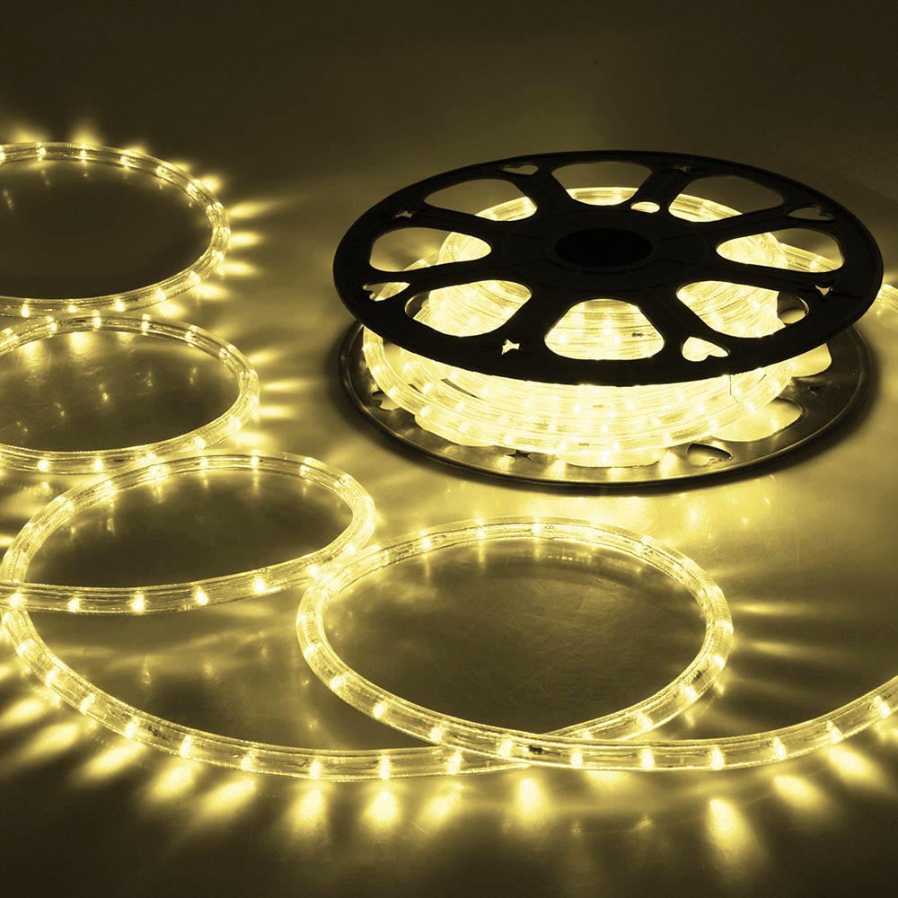DELight 50Ft Rope Light 540 LED Waterproof String Lighting Outdoor Indoor 2 Wire Cuttable Holiday Party Disco Restaurant Cafe Decoration Warm White
